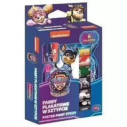 Farby plakatowe w sztyfcie psi patrol 6 kolorów po 10 g