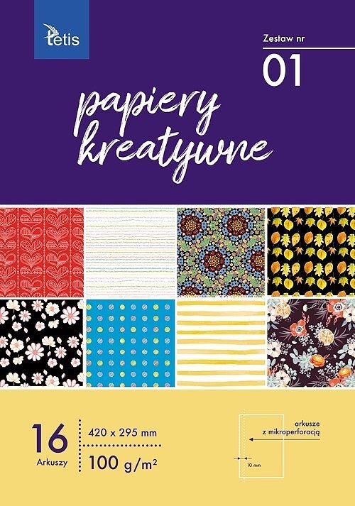 Papiery kreatywne zestaw 1 100g/m2 16 ark