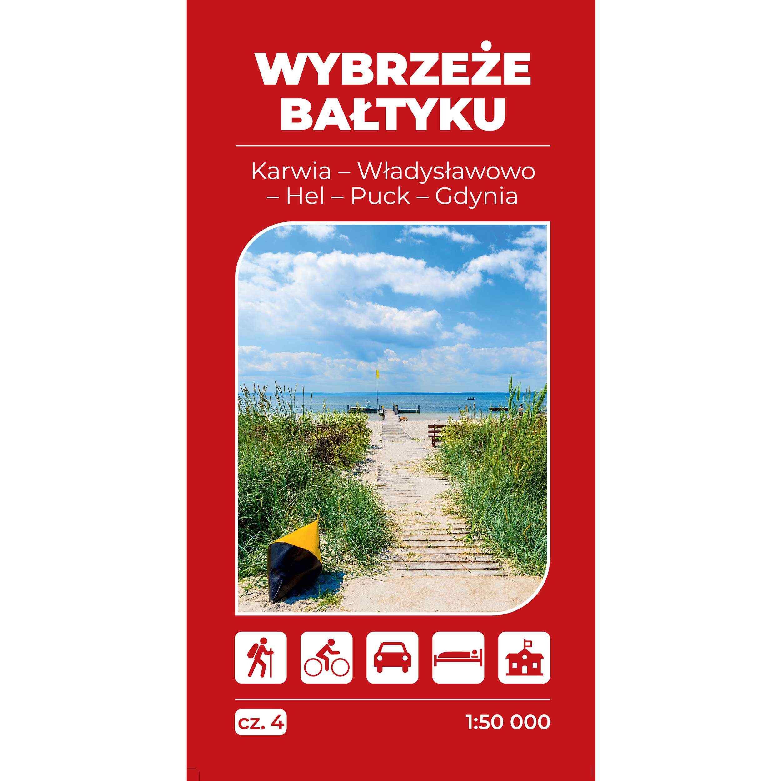 Mapa turystyczna Wybrzeże Bałtyku 4 Karwia Władysławowo Hel Gdynia  1:50 000