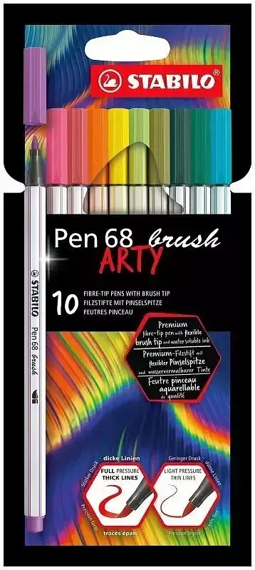 Flamastry stabilo pen 68 brush arty 10 kolorów