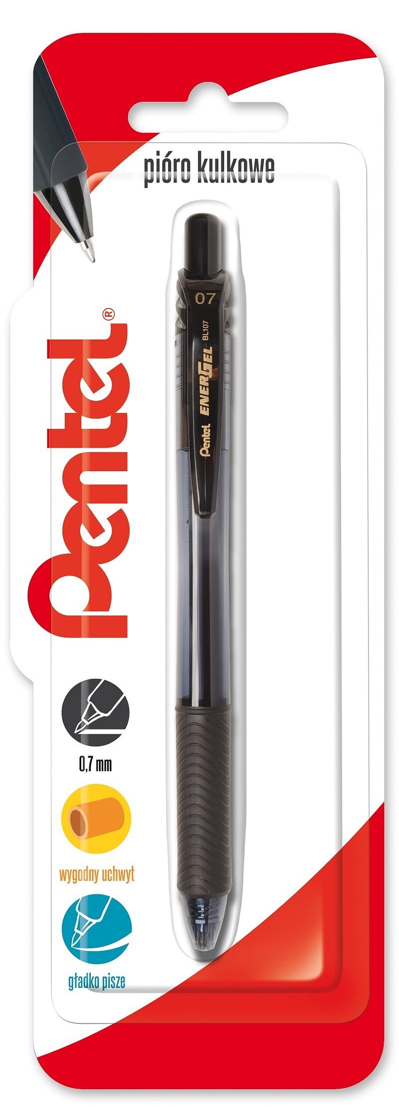 Pióro kulkowe 0,7 mm, energel bl107 czarny 1 szt