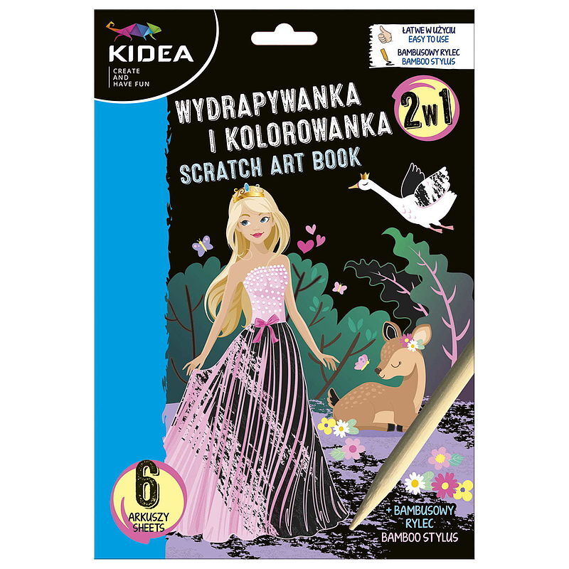 Wydrapywanka i kolorowanka 2w1 kidea księżniczki
