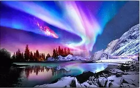 Diamentowa mozaika zorza polarna fiolety no-1009018