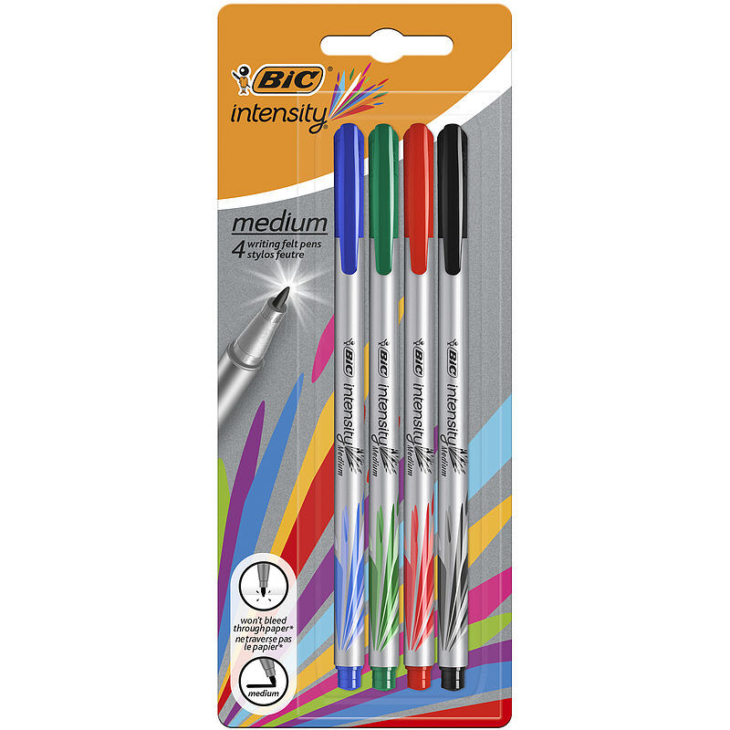 Cienkopisy bic intensity medium mix ast blister 4 kolory