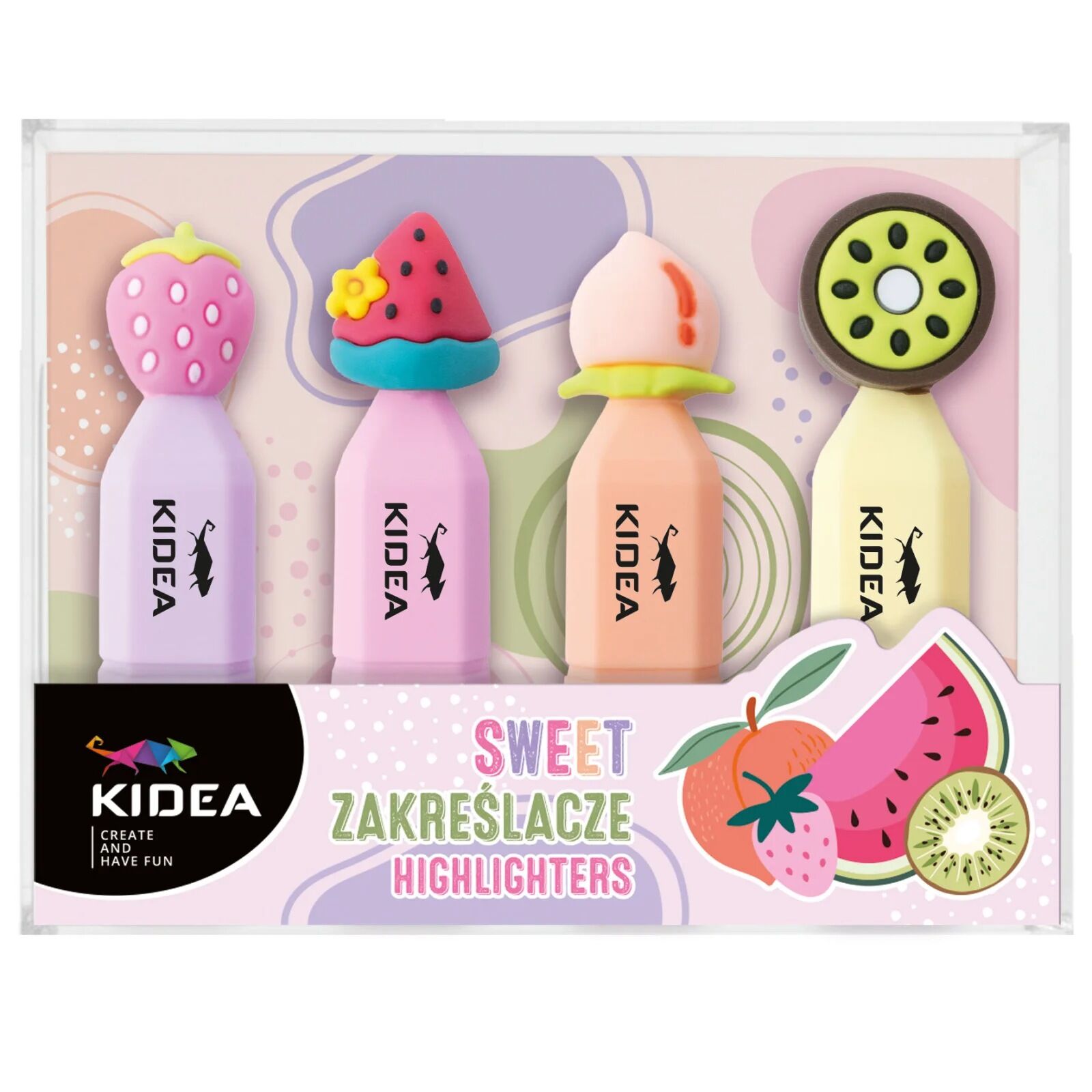 Zakreślacze Owoce 4szt. Kidea