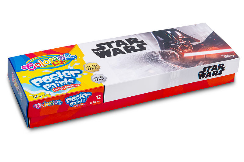 Farby plakatowe colorino kids mix 20 ml 12 kolorów star wars