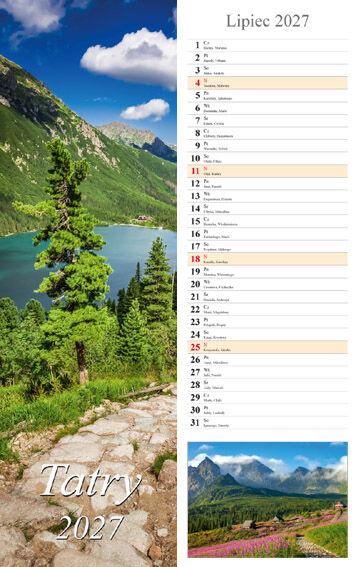 Kalendarz 2027 paskowy Tatry