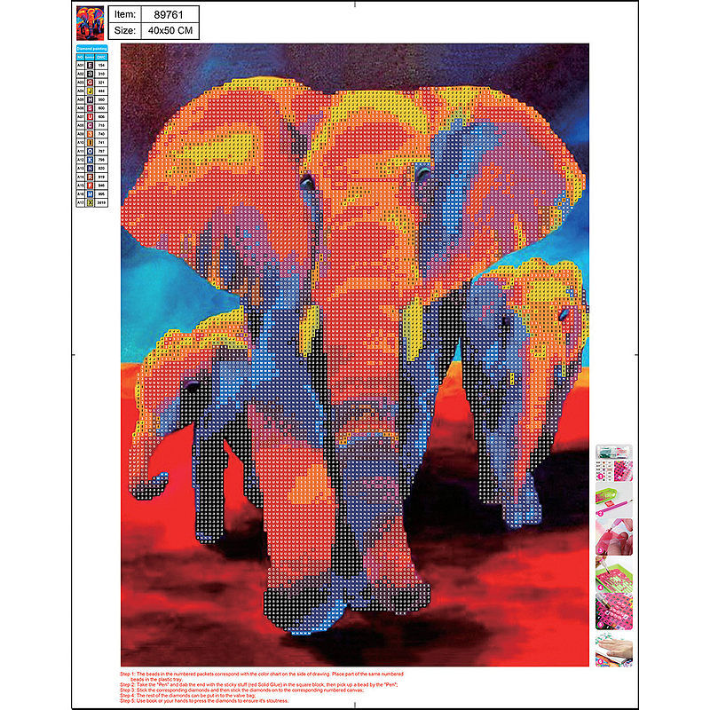 Mozaika diamentowa 5d kit 40x50 cm elephant 89761 centrum