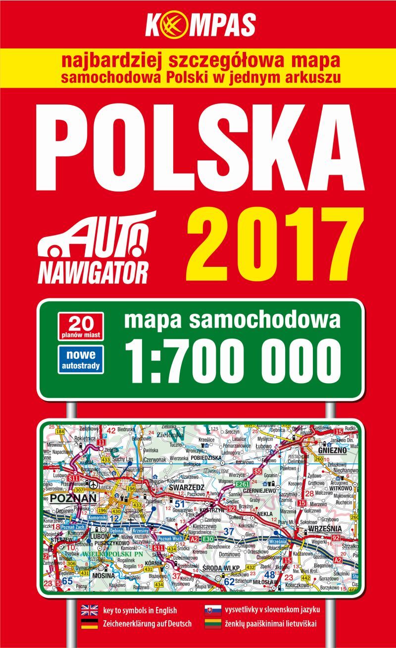 Mapa samochodowa Polski 2017 1:700 000