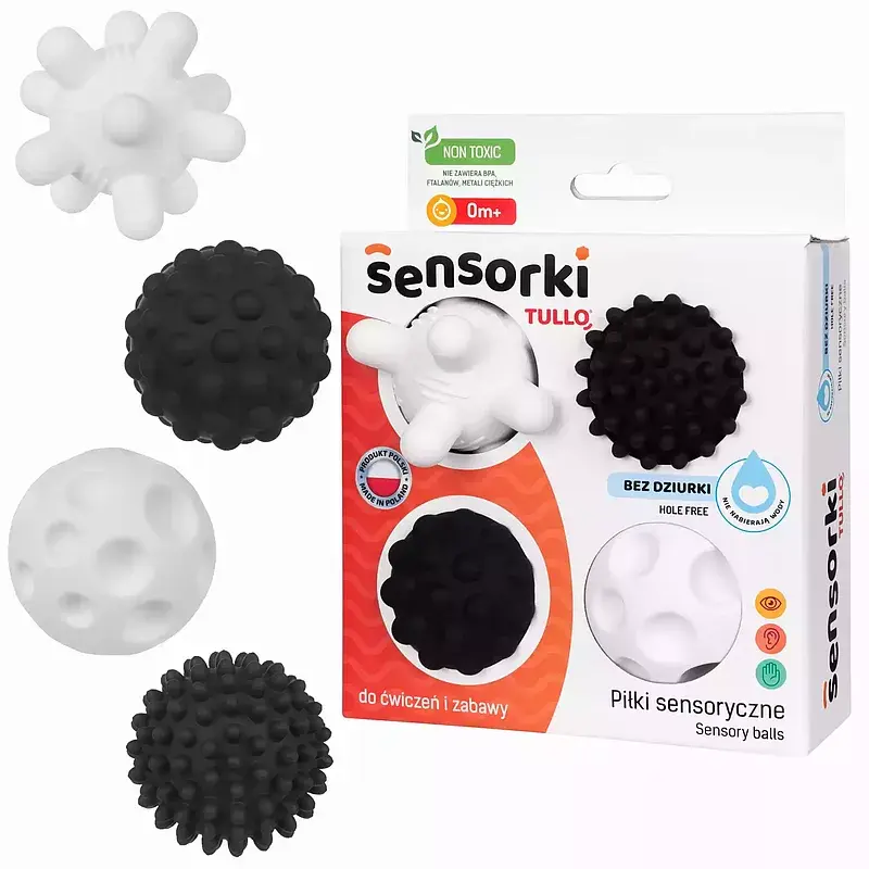 Piłki sensoryczne czarno białe bez dziurki 4szt
