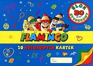 Blok rysunkowy kolorowy A4, 20 kartek Flamingo