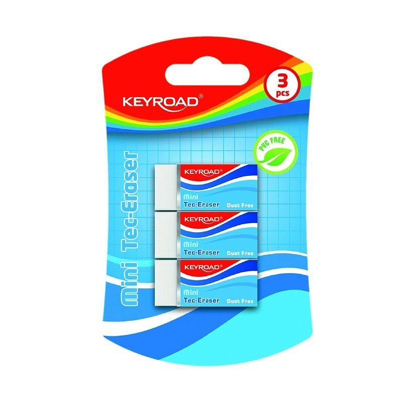 Gumka do ścierania keyroad mini blister 3 szt. Biała