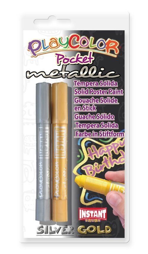 Farby w sztyfciePlaycolor pocket metallic srebrny i złoty