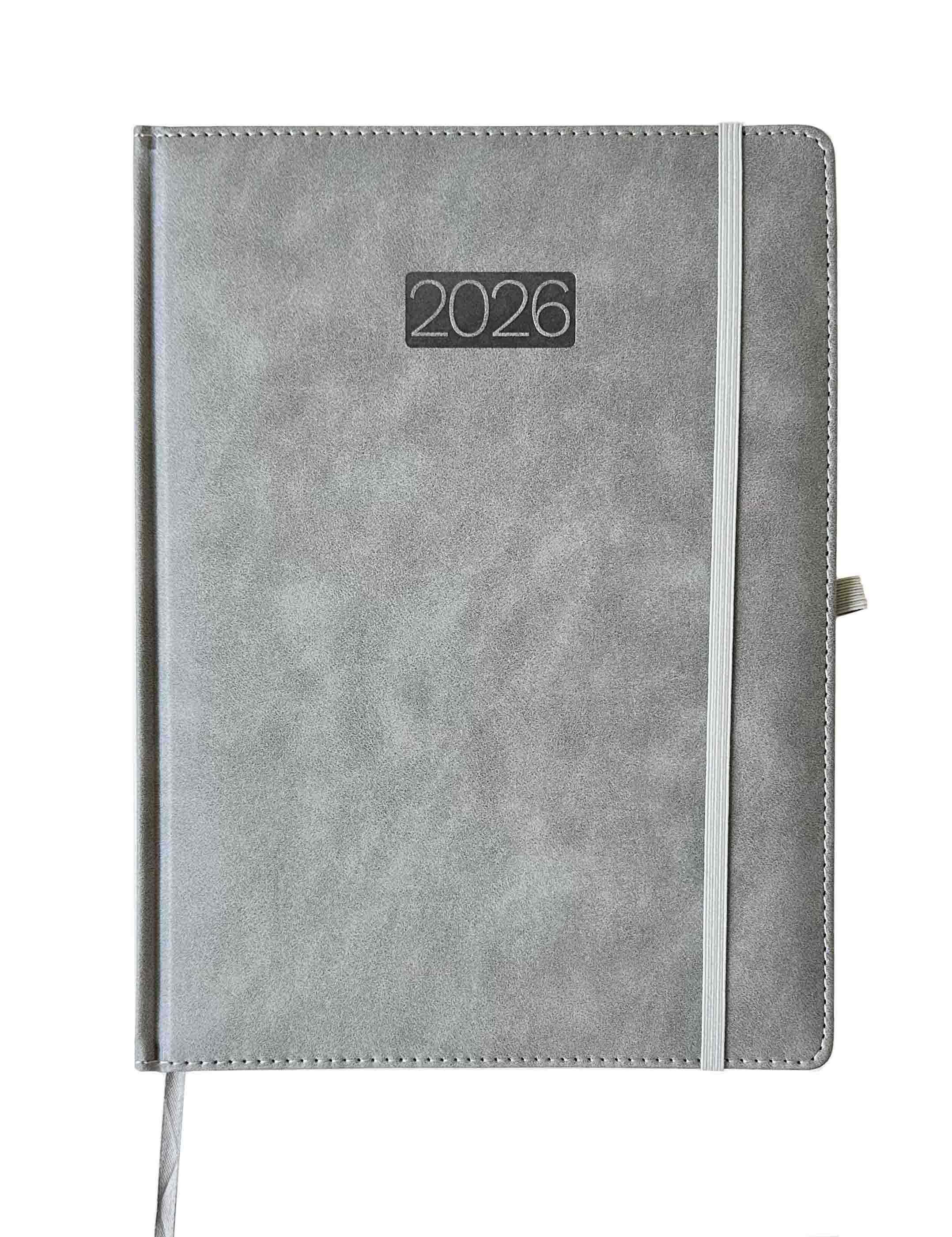 Kalendarz 2026 A4 Elegance dzienny V4 szary K-A4D