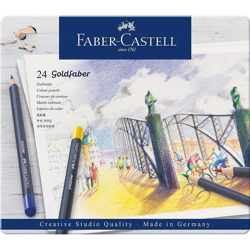 Kredki ołówkowe goldfaber faber-castell 24 kolory opakowanie metalowe