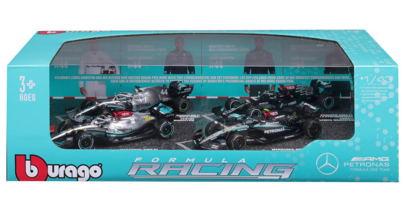 Bburago Model 1:43 zestaw bolidów F1 Mercedes AMG W12 W13 W14 18-38093