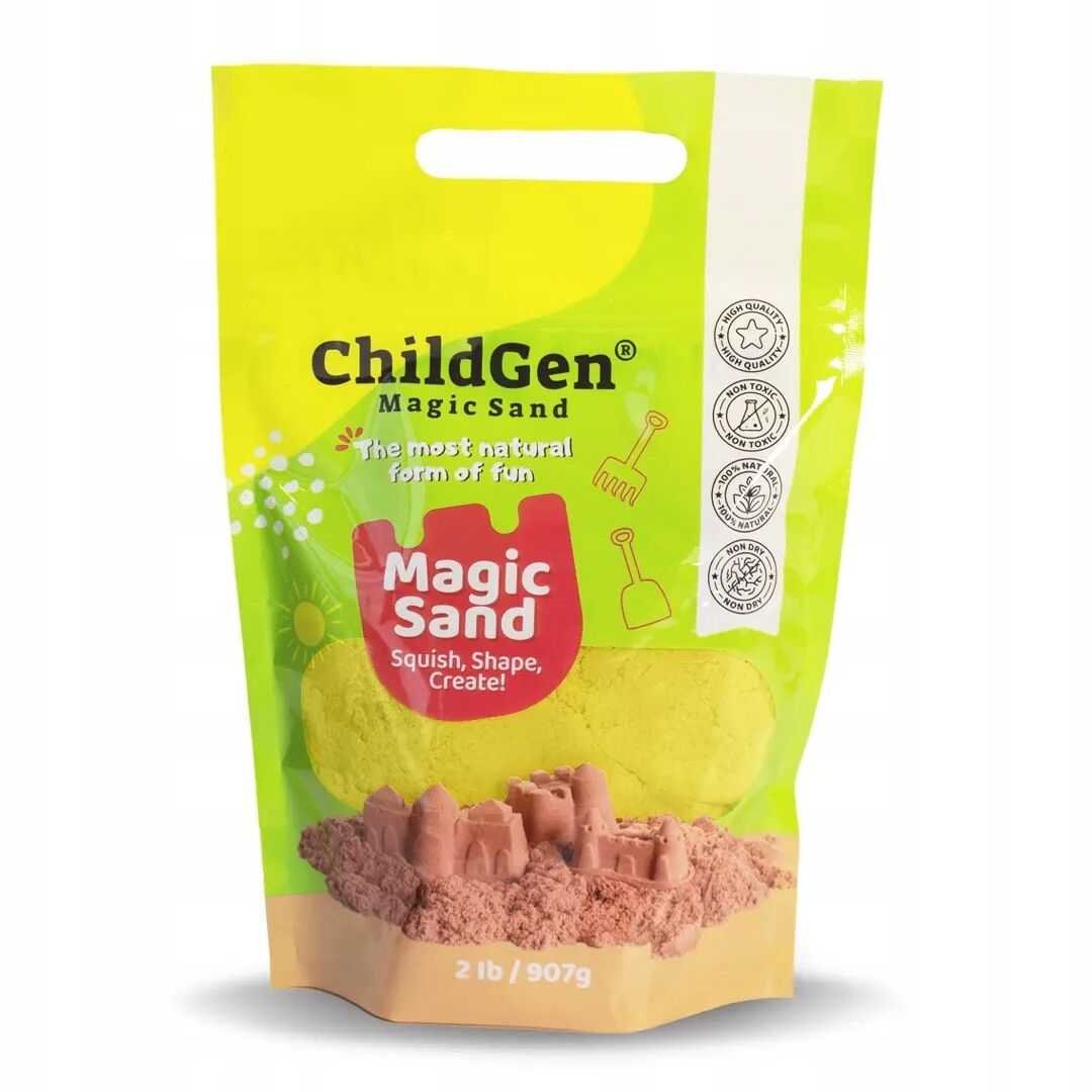Piasek kinetyczny 100% naturalny żółty zapach brzoskwiniowy 907g