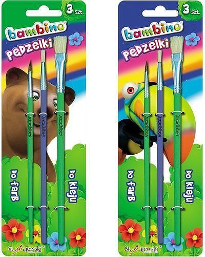 Pędzelki do farb i kleju 3 sztuki bambino