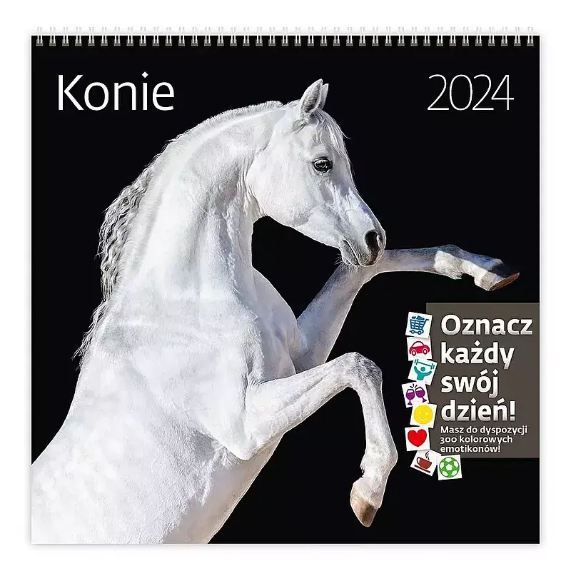 Kalendarz 2024 konie z naklejkami ścienny