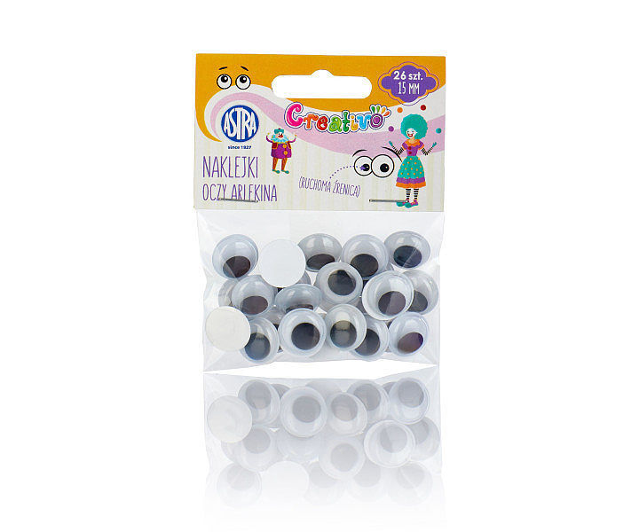 Oczy samoprzylepne arlekina astra 15 mm