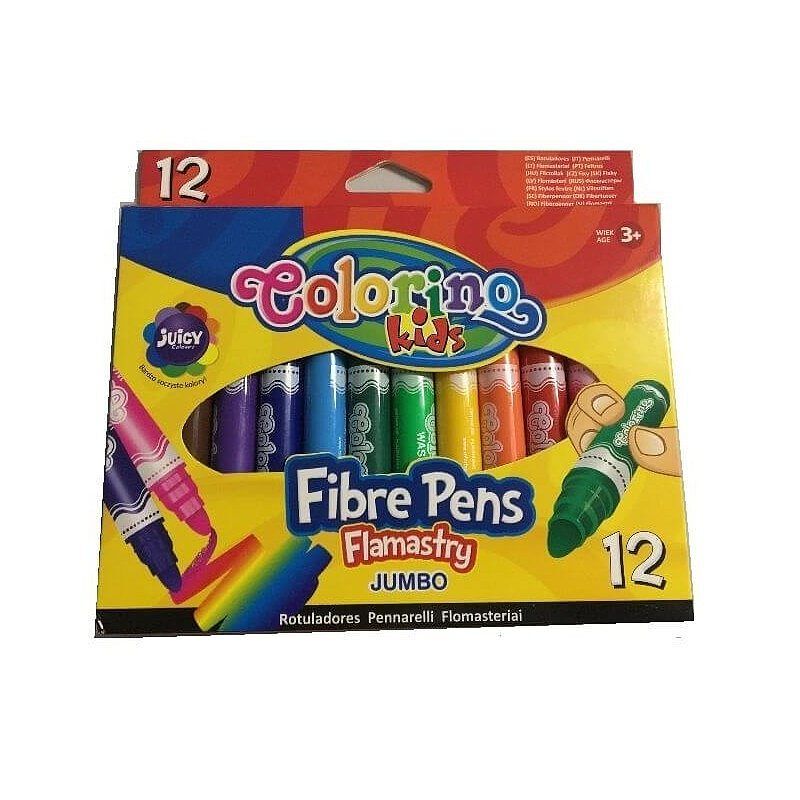 Flamastry colorino kids z okrągłą końcówką jumbo 12 kolorów