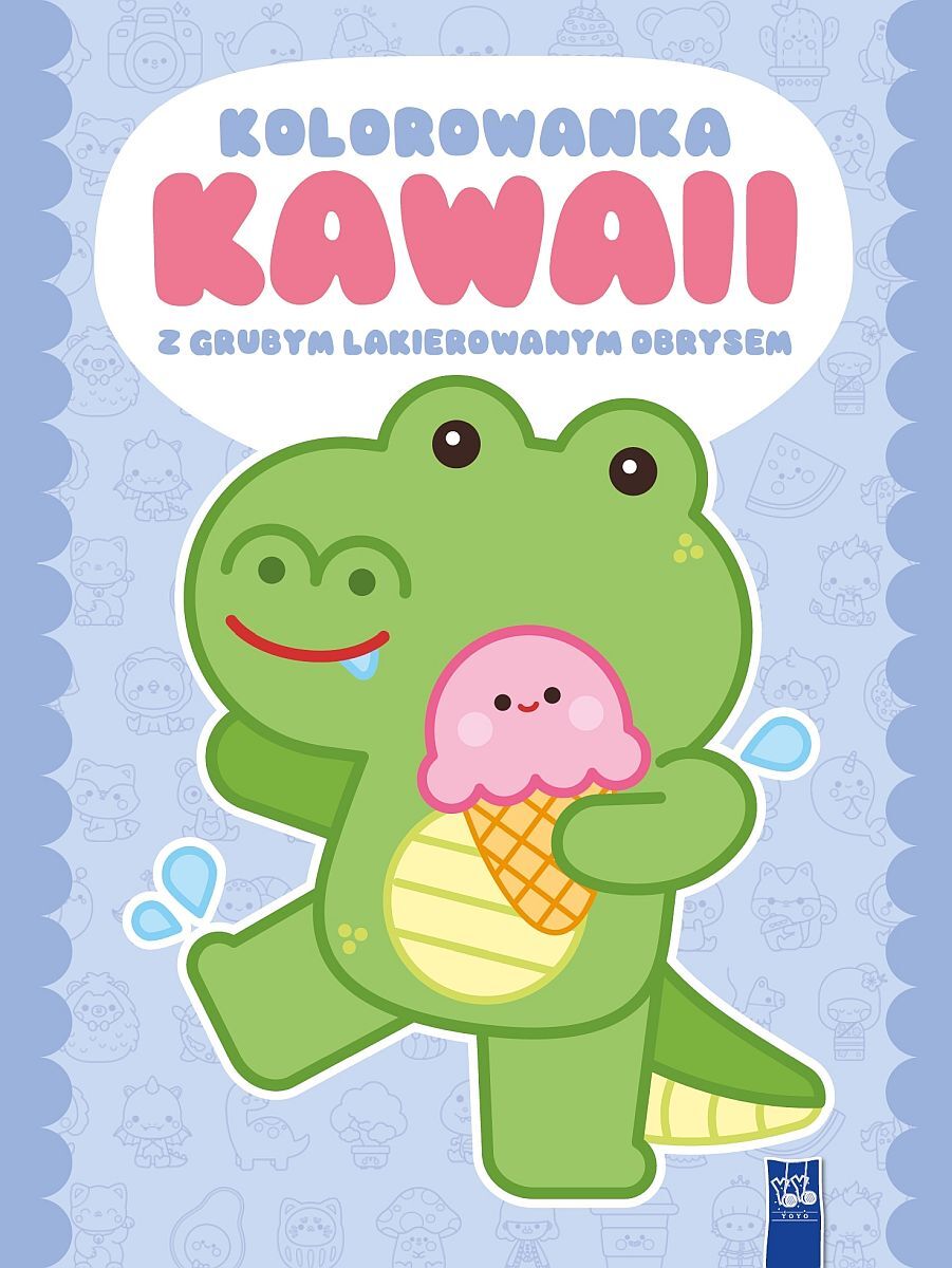 Kolorowanka Kawaii z grubym lakierowanym obrysem. Krokodyl