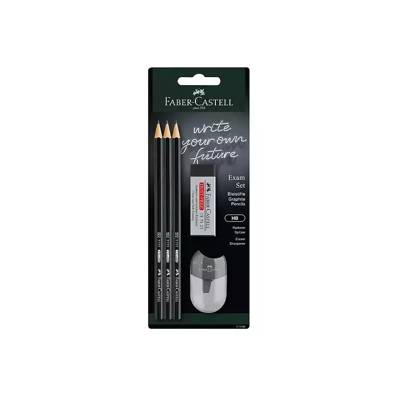 Zestaw exam 3 ołówki 1111 hb + gumka dust free + temperówka blister faber-castell