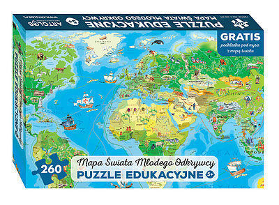 Puzzle 260 mapa świata młodego odkrywcy