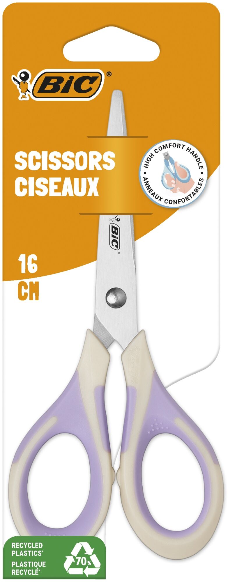Nożyczki BIC Comfort 16cm blister 1szt.mix