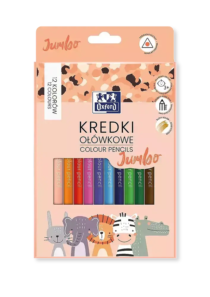 Kredki ołówkowe  jumbo oxford kids 12 kolorów