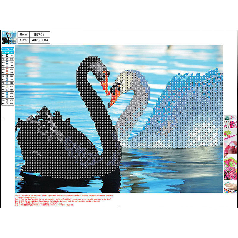 Mozaika diamentowa 5d kit 30x40 cm swans 89753 centrum