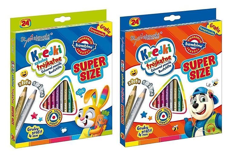 Kredki SUPER SIZE 24 kolory + temperówka