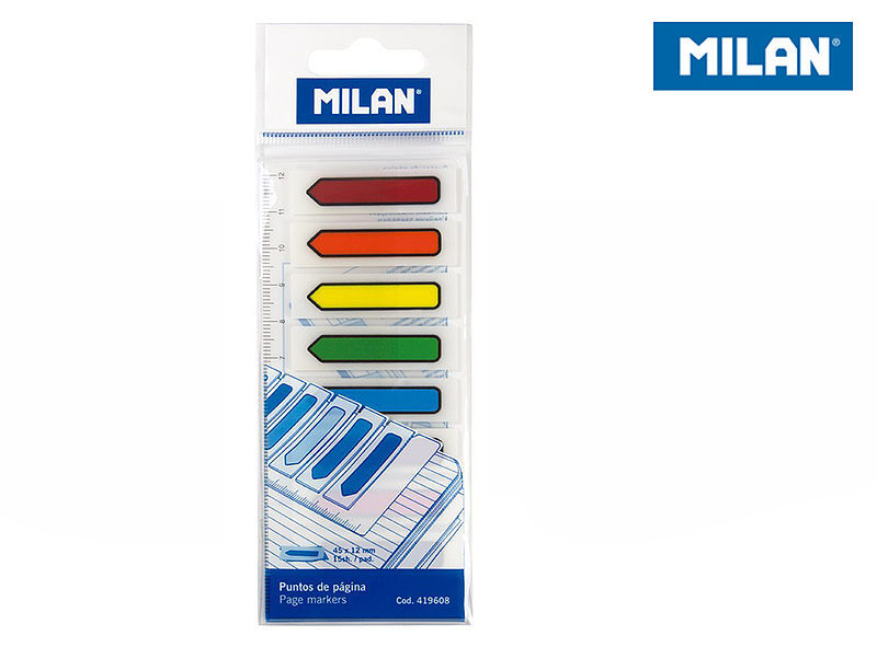 Zakładki indeksujące milan transparentne strzałki 45 x 12 mm 105 sztuk