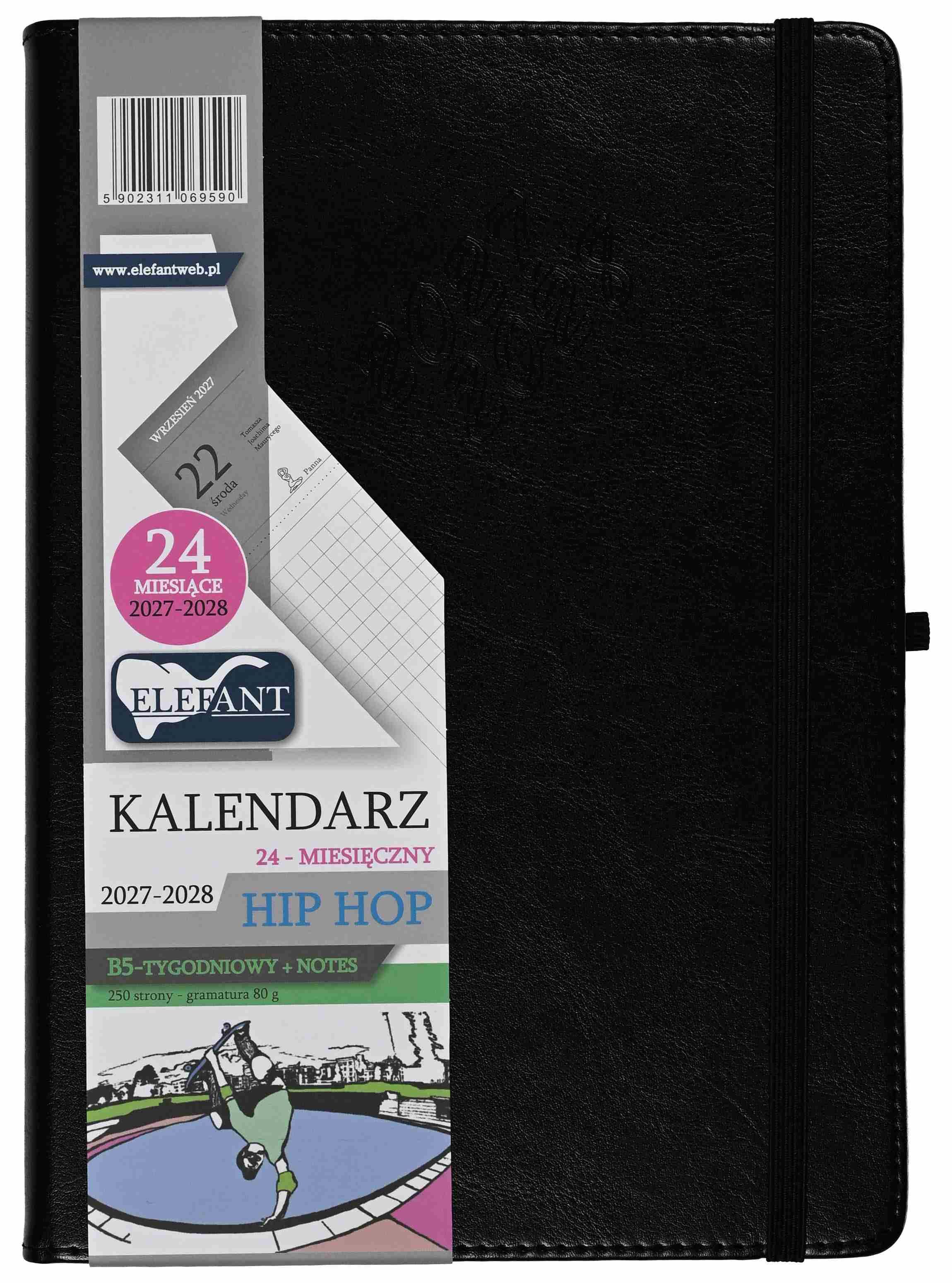 Kalendarz 2027/2028 24 m-cy. Hip hop B5 tygodniowy czarny