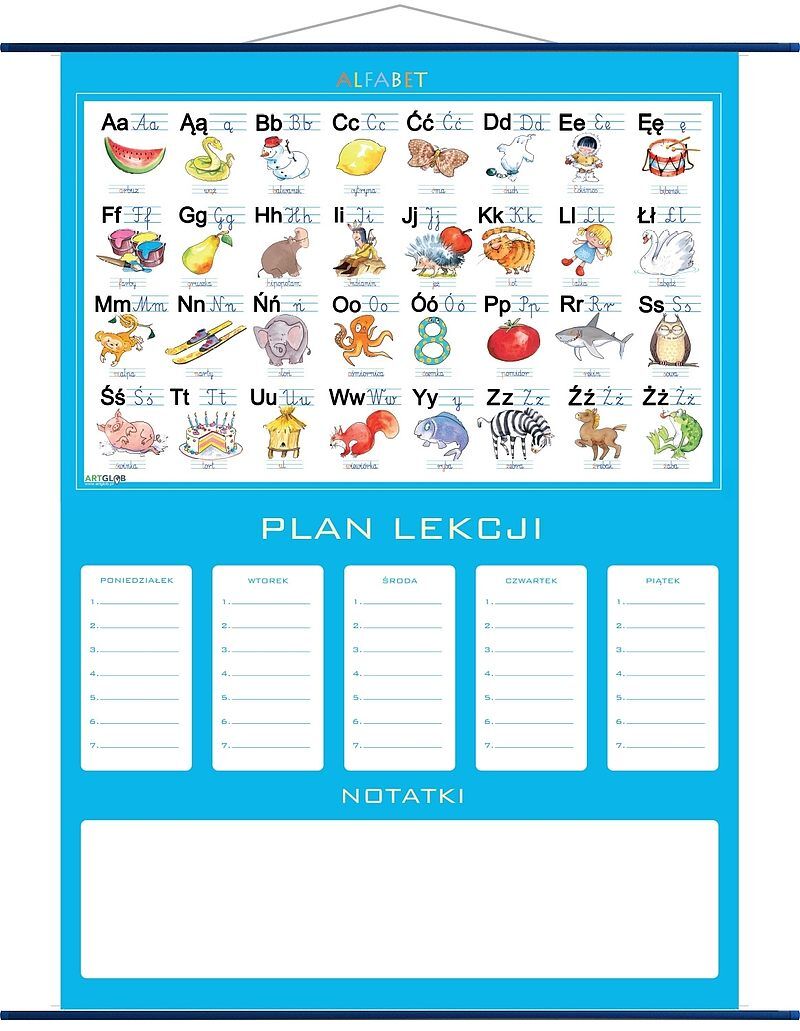 Plan lekcji alfabet plansza edukacyjna