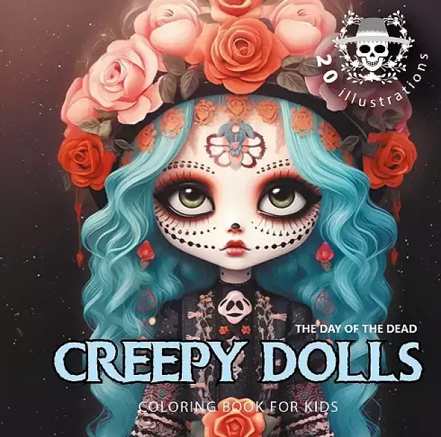Kolorowanka usztywniana creepy dolls upiorne laleczki niebieska