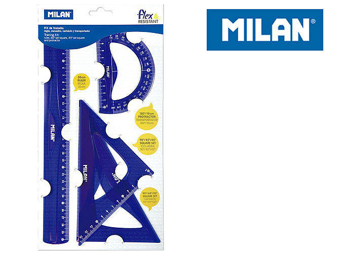 Zestaw geometryczny milan niebieski na blistrze 4 sztuki