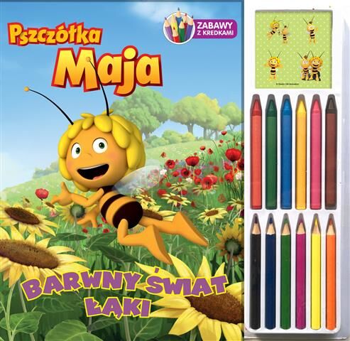 Barwny świat łąki zabawy z kredkami 12 kredek Pszczółka Maja