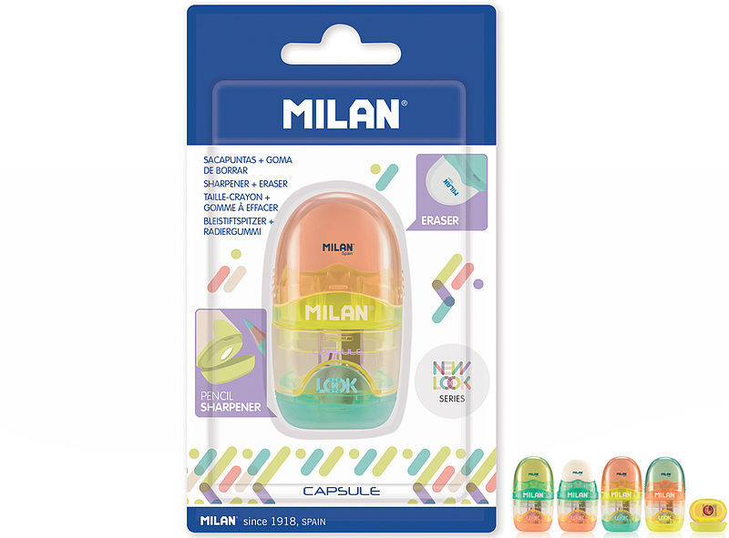 Temperówka z gumką milan capsule new look 1 szt. Blister mix