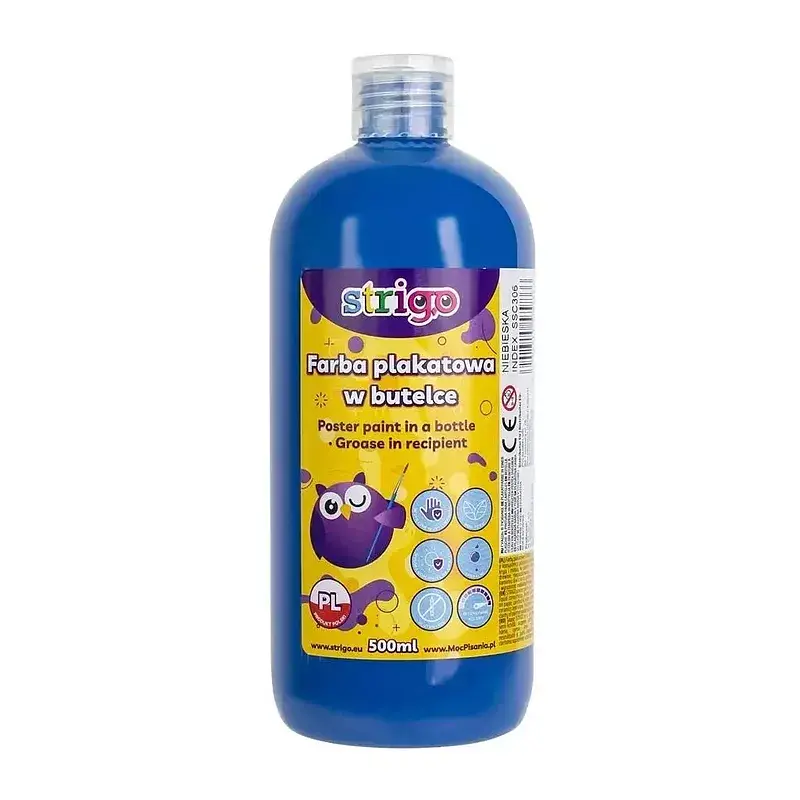 Farba plakatowa strigo butelka 500 ml niebieska