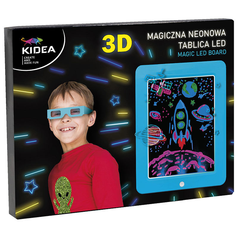 Magiczna neonowa tablica 3d led kidea niebieska