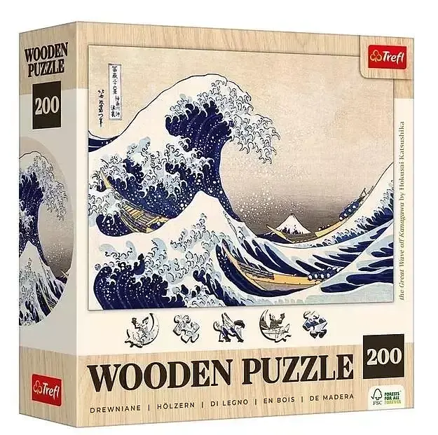 Puzzle 200 drewniane wielka fala w kanagawie  20250