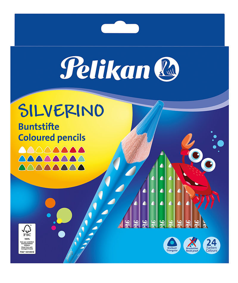 Kredki pelikan silverino trójkątne 24 kolory