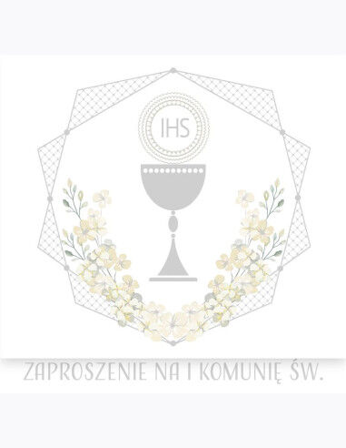 Zaproszenie kwadrat ZKW 120x120 Komunia zest. 62163 Dziecięce - Chłopiec, Dziewczynka, Srebrne