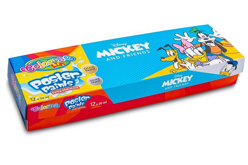 Farby plakatowe colorino kids mix 20 ml 12 kolorów mickey