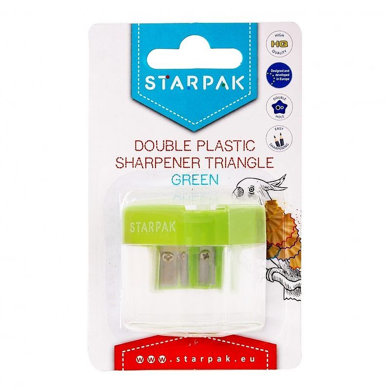 Temperówka plastikowa podwójna trójkąt starpak zielona