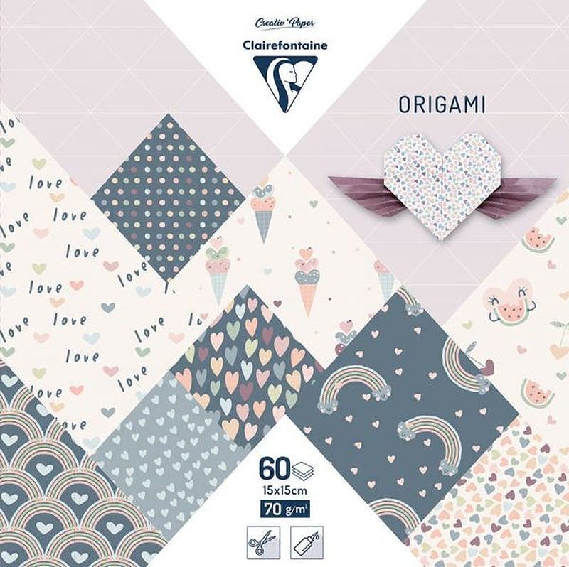 Papier do origami 15x15 cm 60 arkuszy Little love