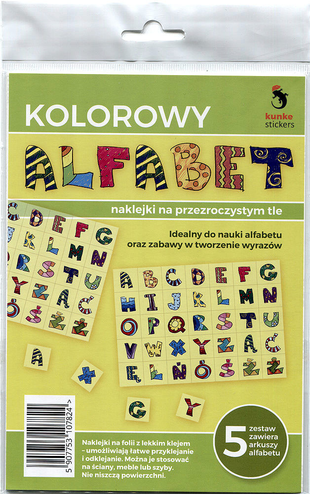 Naklejki przezroczyste alfabet 5 szt