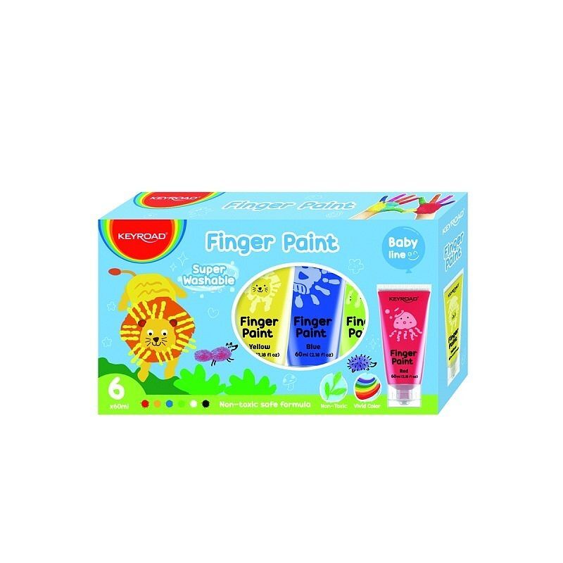 Farby do malowania palcami keyroad 6 kolorów 60 ml
