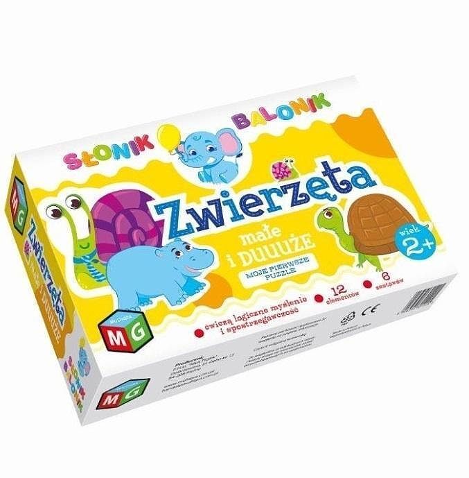Układanka zwierzęta duże i małe słonik balonik